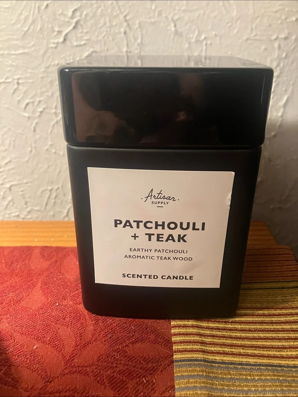 Patchouli + Teak Scented Candle - Black